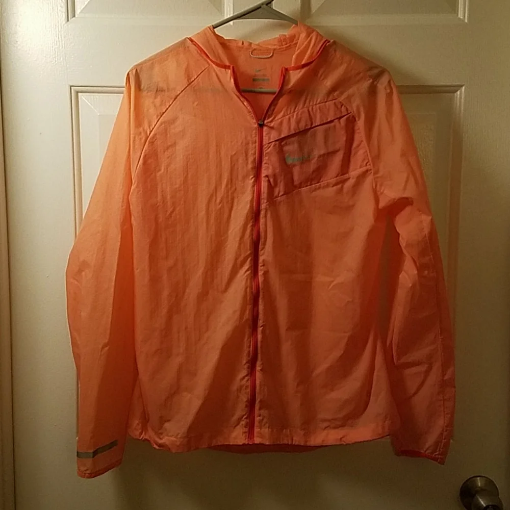 Nike Peachy Orange Lightweight Zip Up Hooded Jacket